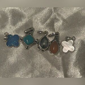 Set of 5 small Pendant or charms in sterling silver